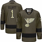 Glued St. Louis Blues #1 Brian Elliott Green Salute to Service NHL Jersey,baseball caps,new era cap wholesale,wholesale hats